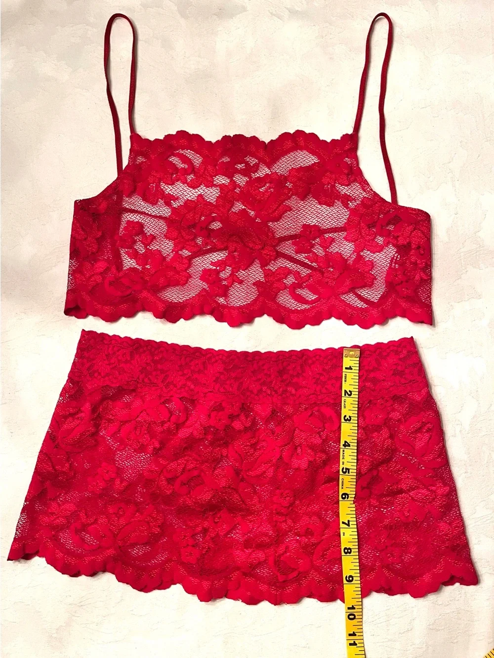 Rare vtg VS Red Lace open back camisole & mini skirt lingerie set - tags removed